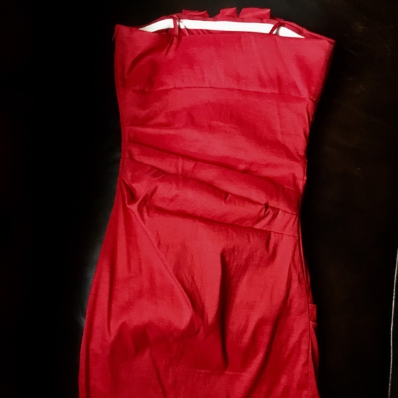 Red Rouched Mini Dress - Picture 3 of 4